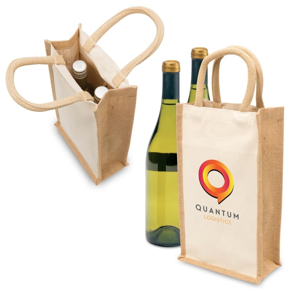 ECO Jute 2 Bottle Wine Bag-1196