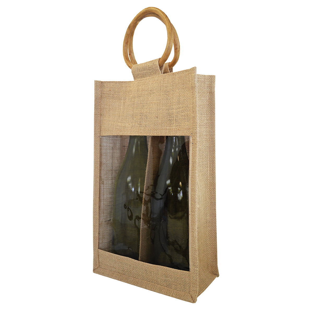 TWO Bottle Jute Tote Bag-1900