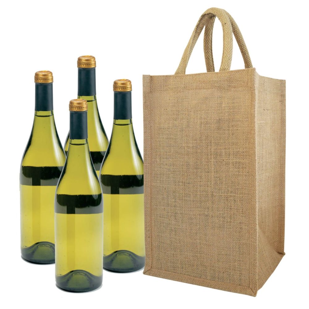 FOUR Bottle Jute Tote Bag-1902