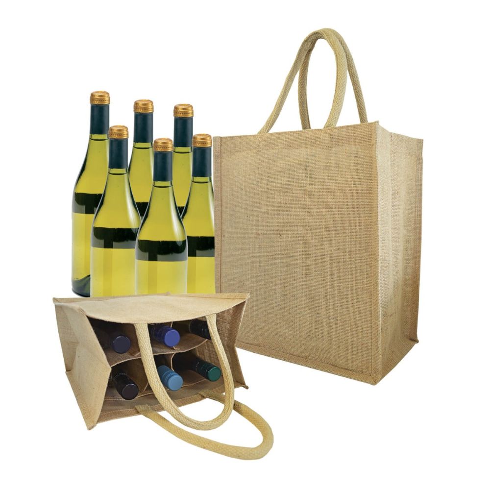 SIX Bottle Jute Tote Bag-1904