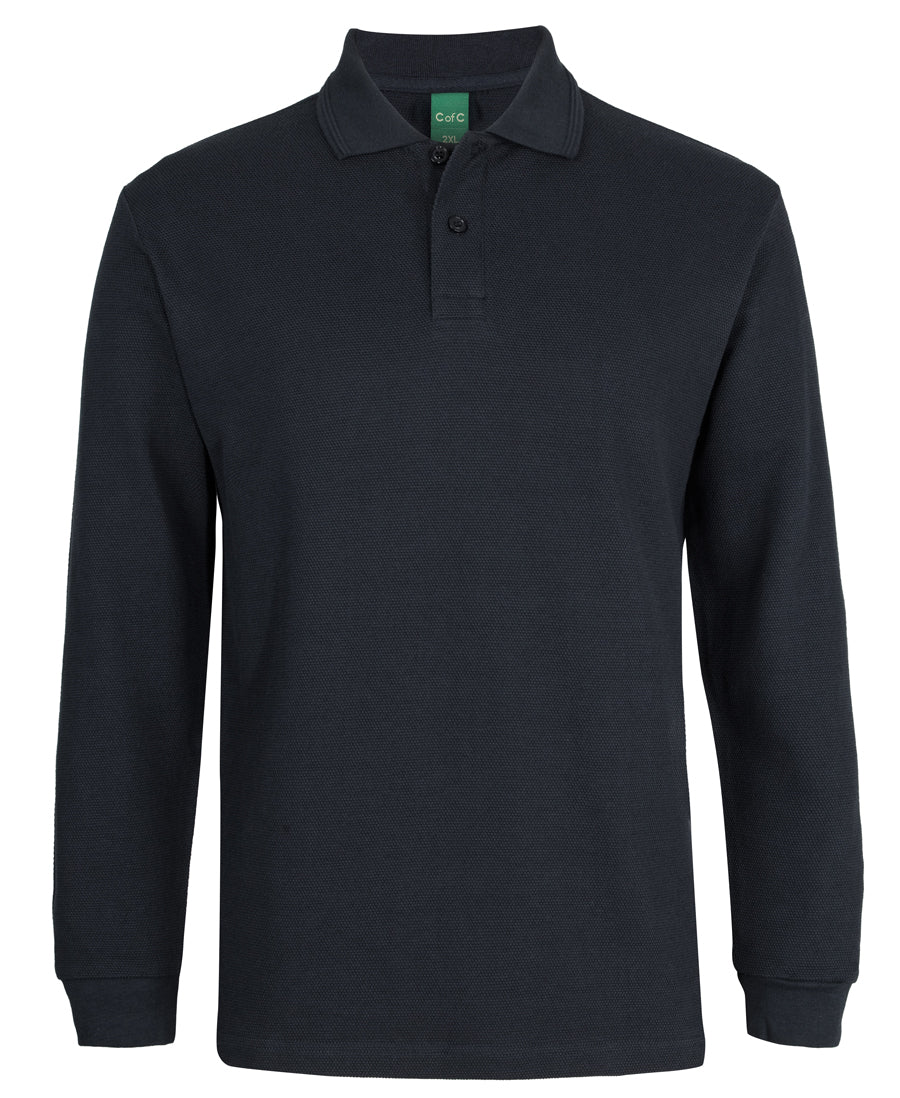 C of C 320g L/S Popcorn Cotton Polo Mens-2PCL