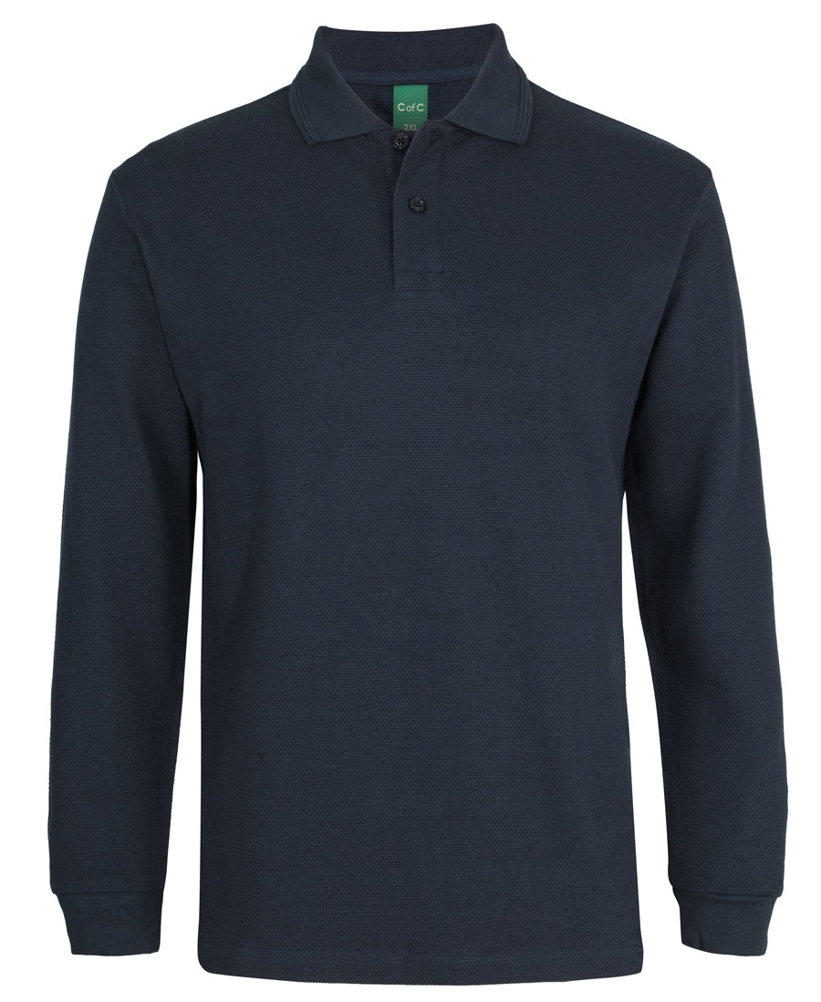 C of C 320g L/S Popcorn Cotton Polo Mens-2PCL