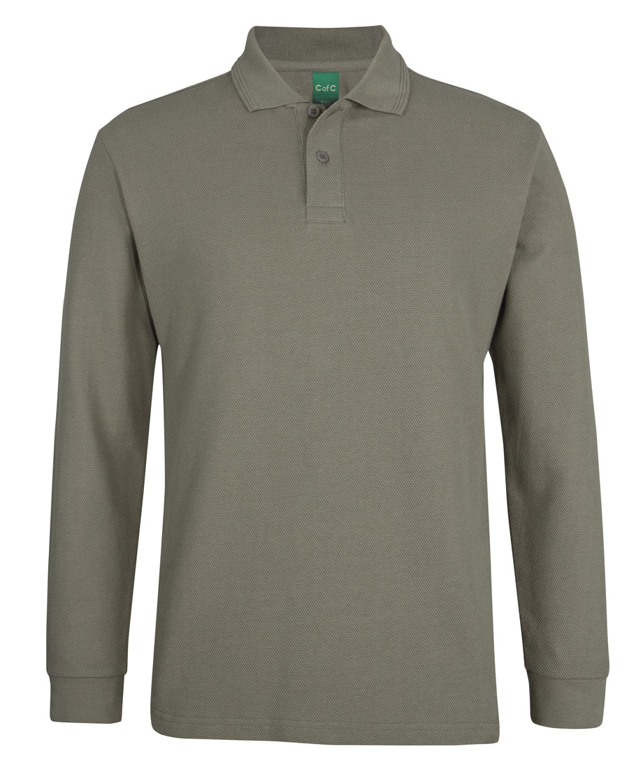 C of C 320g L/S Popcorn Cotton Polo Mens-2PCL