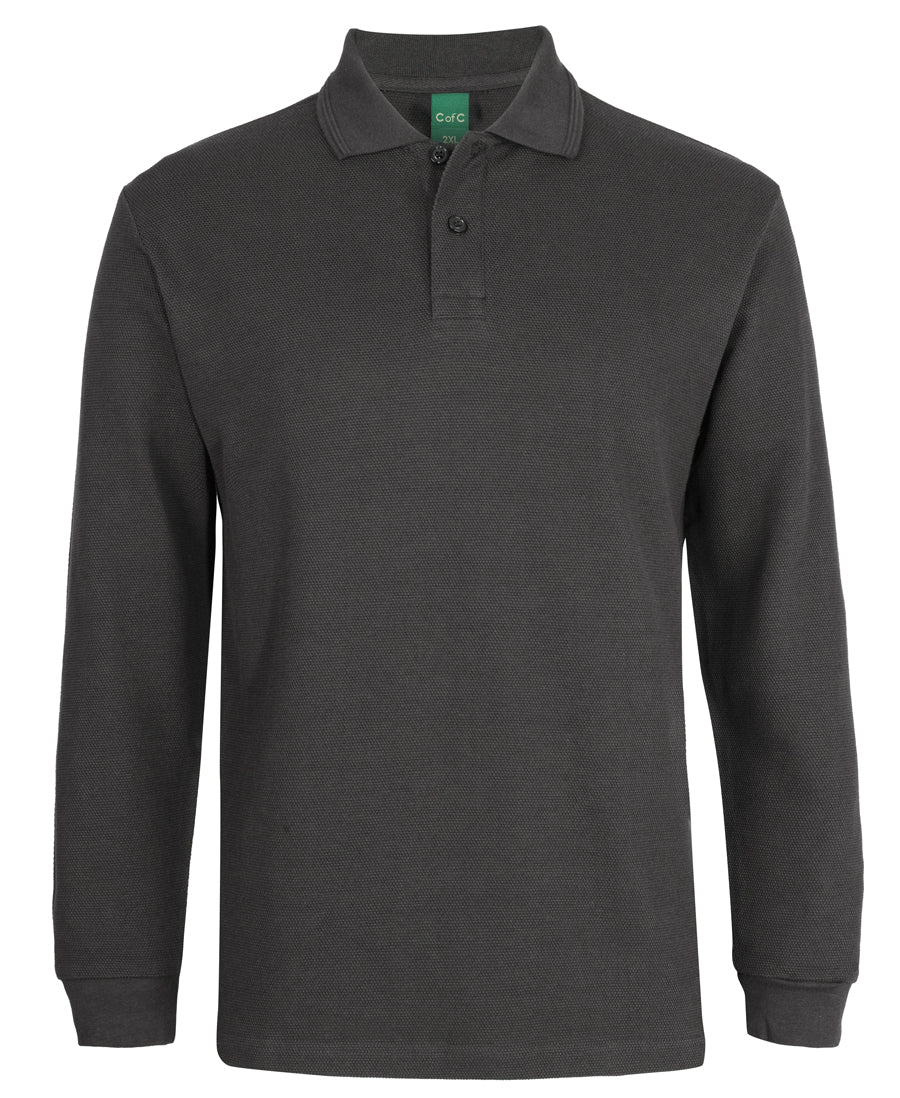 C of C 320g L/S Popcorn Cotton Polo Mens-2PCL