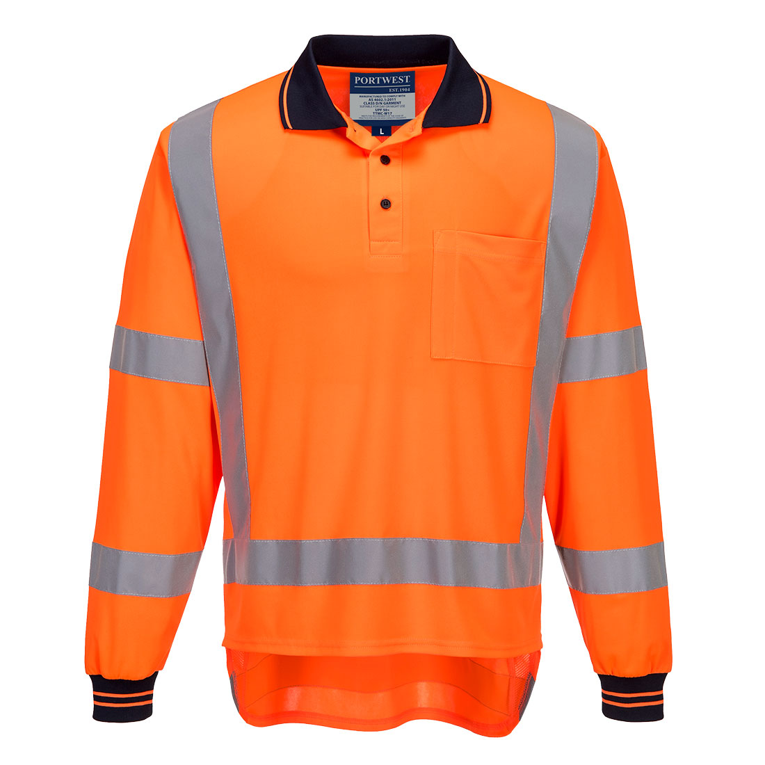 TTMC-W23 Hi-Vis X Back Polo Shirt L/S-Portwest*-TM312