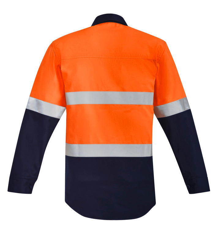 ORANGE Flame Hi Vis Open Front Spliced Shirt - Hoop Taped Mens-ZW140*