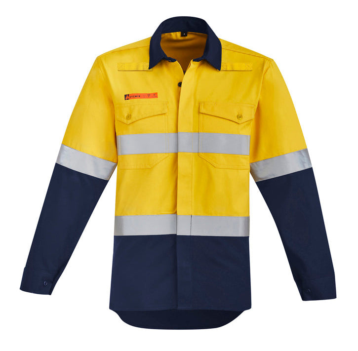 ORANGE Flame Hi Vis Open Front Spliced Shirt - Hoop Taped Mens-ZW140*
