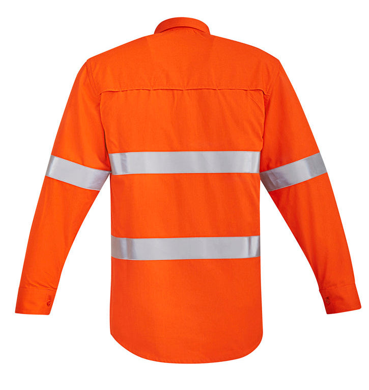 ORANGE Flame Hi Vis Open Front Shirt - Hoop Taped Mens-ZW145*