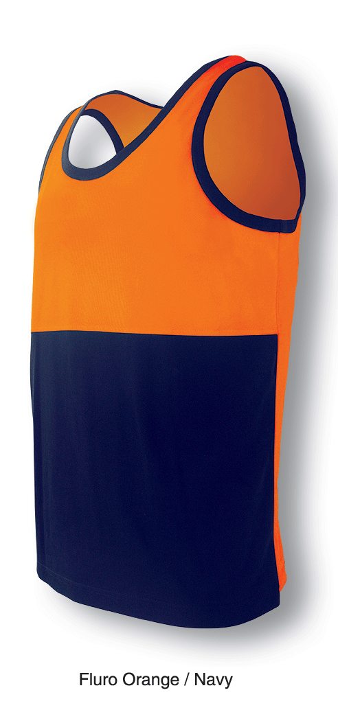 HI VIS Polyface/Cotton Back Singlet-Unisex Adults-ST0540*