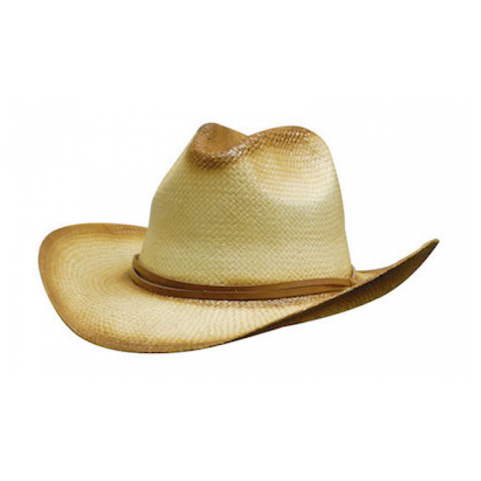 Sprayed Cowboy Straw Hat - Leather Band